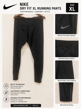 Nike Black Dri-FIT Running Tights with Reflective Accents